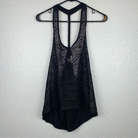 Bozzolo Womens Scoop Neck Sleeveless Crochet Lace Halter Tank Top Black Medium - Picture 1 of 8